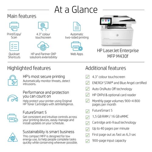 HP LaserJet Enterprise MFP M430f Laser A4 1200 x 1200 DPI 38 Seiten pro Minute