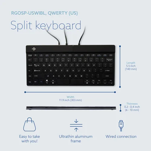 BREAK ERGONOMIC KEYBOARD QWERTY US BLACK WIRED