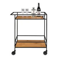 House Nordic Bartrolley Vita 79 x 68 cm, Nature/Schwarz - Tiefe: 40 cm - Breite: 68 cm - Höhe: 79 cm - Detailmaterial: Spanplatte - Melamin - Stahl - Grundmaterial: Holz - Kunststoff - Metall