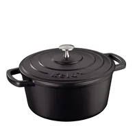 Kela Bräter Calido rund 24 cm, Schwarz - Material: Gusseisen - Topfart: Bräter - Kompatible Kochfelder: Backofen - Glaskeramik - Gas - Halogen - Induktion - Elektro - Antihaftbeschichtung: Nein - Detailfarbe: Schwarz - Spülmaschinenfest: Nein