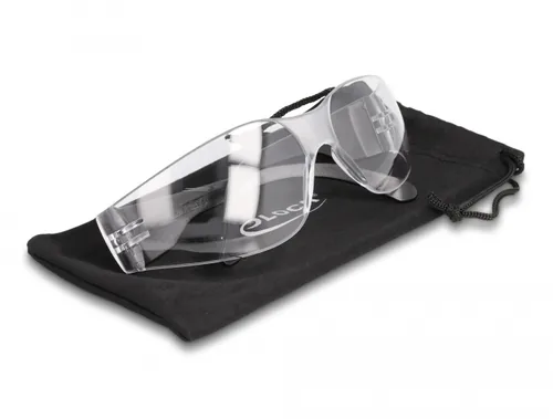 Delock Schutzbrille Sichtscheiben klar, inklusiv Brillentasche Klar - Grössentyp: Normalgrösse - Brillenglasfarbe: Klar - Detailfarbe: Schwarz - Grössensystem: EU - Grösse: Standard cm - Zielgruppe: Unisex