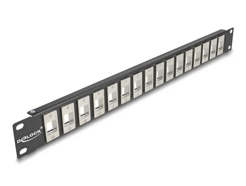 Delock Patchpanel Keystone 16 Port 1 HE 19 Rack - Montage: 19 Rack - Anzahl Ports: 16 - Patchpaneltyp: Keystone - Patchpanel Cat: Leerpanel