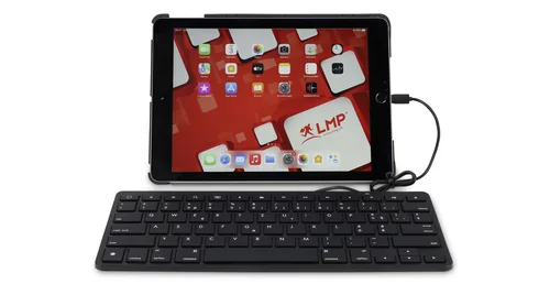 LMP Tastatur Lightning KB iOS und iPad OS - Tastatur Typ: Standard - Tastaturlayout: QWERTZ (CH) - Tastatur Features: Hotkeys - Keyboard Tasten: Chiclet (Notebook) - Detailfarbe: Schwarz - Ziffernblock: Nein