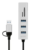 Logilink USB 3.0 HUB, 3x USB-A, SDmicroSD-Slot, 5 Gbits
