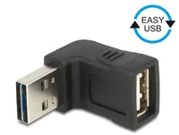 Delock USB 2.0 Adapter Easy USB-A Stecker – USB-A Buchse - Detailfarbe: Schwarz - USB Standard: 2.0 (480 Mbps) - Winkelstecker: Einseitig gewinkelt - Steckertyp Seite B: USB-A Buchse - Besondere Eigenschaften: USB-A beidseitig einsteckbar - Steckertyp Sei