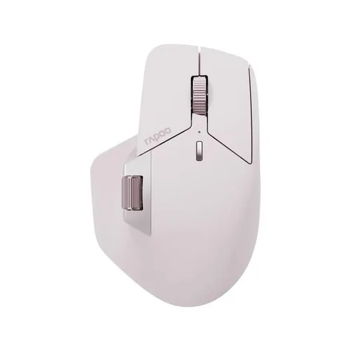 Rapoo Maus MT760M Pink - Maus-Typ: Ergonomisch - Maus Features: Seitliches Scrollrad - Daumentaste - Programmierbare Tasten - Ein-/Ausschalter - Scrollrad - Unifying-Empfänger - Bedienungsseite: Rechtshänder - Detailfarbe: Pink - Verbindungsart: Kabellos 