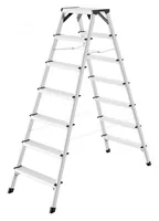 Hailo Doppelstufenleiter D60, Alu 7 Stufen - Höhe: 166 cm - Belastbarkeit: 150 kg - Produkttyp: Bockleiter - Anzahl Stufen: 7 ×