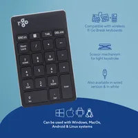 R-GO NUMPAD BREAK ERGONOMIC NUMERIC WIRELESS KEYPAD BLACK