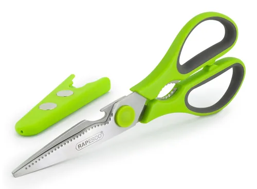 Rapesco Mehrzweck Küchenschere 21 cm, Edelstahl, Universal - Bedienungsseite: Universal - Klingenmaterial: Edelstahl - Detailfarbe: Grün - Länge: 21 cm - Anwender: Erwachsene