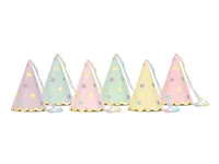 Partydeco Partyhüte Sterne pastellfarbig, 14.5 x 10 cm, 6 Stück - Packungsgrösse: 6 Stück - Produkttyp: Partyhüte - Material: Gummi - Papier - Folie - Detailfarbe: Mehrfarbig - Motto: Silvester - Geburtstag