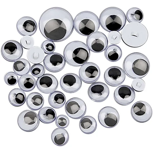 Creativ Company Wackelaugen  Ø 8-20 mm 24 Stück - Selbstklebend: Nein - Verpackungseinheit: 24 Stück - Detailfarbe: Schwarz - Produkttyp Kleinteile: Wackelaugen