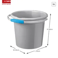 Sigma Home Putzeimer Water-Line 12 l, Grau - Ausstattung Putzeimer: Tragegriff - Volumen: 12 l - Detailfarbe: Grau - Material: Kunststoff