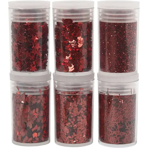 Creativ Company Glitzerset Rot, 6 x 5 g - Detailfarbe: Rot - Set: Ja