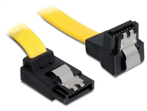 Delock SATA3-Kabel gelb, doppelt gewinkelt, 20 cm - Datenanschluss Seite A: SATA - Datenanschluss Seite B: SATA - Detailfarbe: Gelb - Anzahl Ausgänge: 1 × - Winkelstecker: Beidseitig gewinkelt - Kabellänge: 20 cm