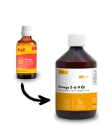 kyli Hunde-Nahrungsergänzung Omega 3-6-9 Öl, 500 ml - Nahrungsergänzungstyp: Flüssig - Tierbedürfnis: Immunsystem - Haut & Fell - Zertifikate: Keine Zertifizierung - Packungsgrösse: 500 ml - Produkttyp: Ergänzungsfutter - Cannabinoide: Keine