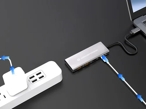 CONCEPTRONIC 4-1 Dock USB-C->2xUSB-C2xUSB-A100WPD 25cm gr