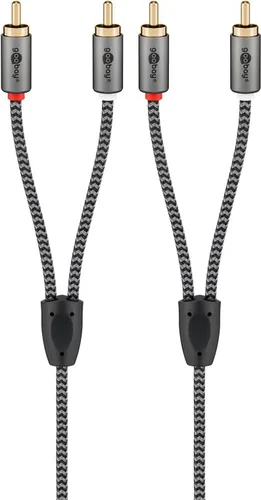 Goobay 65295 audio cable 5 m 2 x RCA Schwarz, Silber