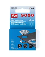 Prym Ösen mit Scheiben 32 Stück, Silber - Verpackungseinheit: 32 Stück - Detailfarbe: Silber - Produkttyp: Ösen