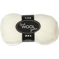 Creativ Company Wolle 50 g für Socken, Weiss - Packungsgrösse: 1 Stück - Länge: 200 m - Material: Nylon - Wolle - Detailfarbe: Weiss - Waschbar bei: 30 °C - Nadelstärke: 2 mm
