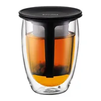 Bodum Teetasse Tea for one 350 ml, 1 Stück, Schwarz - Material: Borosilikatglas - Tassen Typ: Teetasse - Ausstattung: Deckel - Tee und Kräuter Filter - Detailfarbe: Schwarz - Volumen: 350 ml