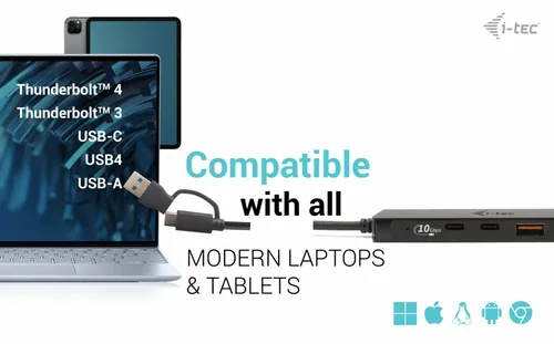 I-TEC USB-C Metal HUB 2xUSB 3.0 2xUSB-C 5Gbps without power adapter ideal for Notebook Ultrabook Tablet PC