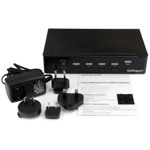 StarTech.com 4 Port HDMI KVM Switch - HDMI KVM Umschalter mit USB 3.0 Hub