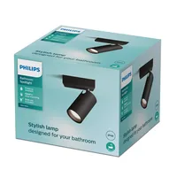 Philips Aufbauspot Idris GU10, IP44 Schwarz, ohne Leuchtmittel - Leuchten Kategorie: Spot - Betriebsart: Netzbetrieb - Lampensockel: GU10 - Farbtemperatur Kelvin: Je nach Leuchtmittel - Gesamtleistung: 5 W - Farbwiedergabeindex CRI: 0