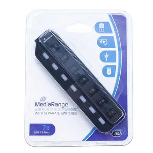 MediaRange USB-HUB 7-Port USB 2.0 extern schwarz