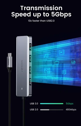 Ugreen 70336 interface hub USB 3.2 Gen 1 (3.1 Gen 1) Type-C 5000 Mbit/s