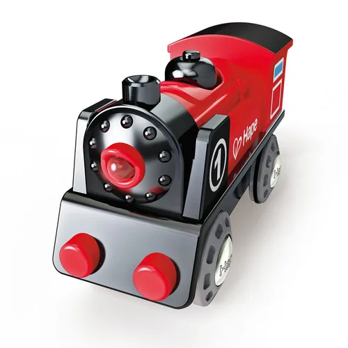 Hape Eisenbahn Batteriebetriebene Lokomotive Nr. 1 - Kategorie: Eisenbahnwagen & Lokomotiven - Altersempfehlung ab: 3 Jahren - Material: Kunststoff - Holz - Eigenschaften: Keine Eigenschaft - Zertifikate: Keine Zertifizierung