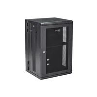 StarTech.com 18U 19" Wall Mount Network Cabinet, 16" Deep Hinged Locking IT Network Switch Depth Enclosure, Assembled Vented Computer Equipment Data Rack with Shelf &amp; Flexible Side Panels - 18U Vented Cabinet (RK1820WALHM)