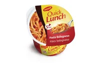 Maggi Quick Lunch Pasta Bolognese 60 g - Produkttyp: Pastagerichte - Nährwertangabe pro: 100 g - Energiegehalt (in kj): 1548 KJ - Energiegehalt (in kcal): 366 Kcal - Fett: 3.6 g - Gesättigte Fettsäuren: 1.1 g