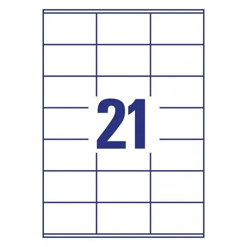 Avery Zweckform Universal-Etiketten 3481 70 x 41 mm, 10 Blatt - Klebehaftung: Permanent - Drucker Kompatibilität: Inkjet - Laser - Anzahl Blatt: 10 × - Papierformat: A4 - Anzahl Etiketten: 210 - Etikettengrösse: 70 x 41 mm