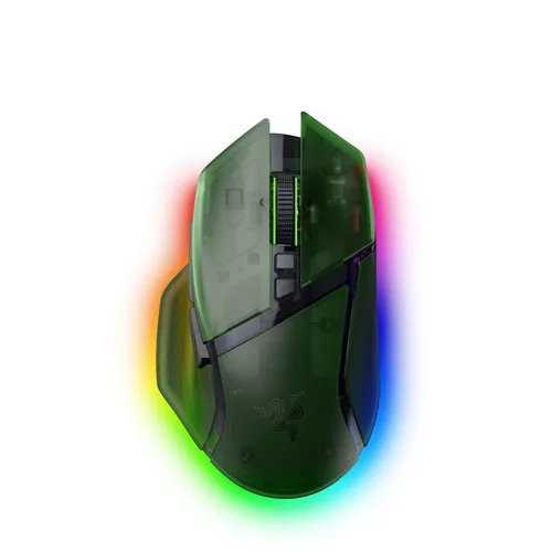 Razer Gaming-Maus Basilisk V3 Pro 35K – Phantom Green Edition - Maus Features: Griffige Seitenflächen - Hyperschnelles Scrollen - Umschaltbare DPI-Auflösung - RGB-Beleuchtung - Beleuchtung - Programmierbare Tasten - Ein-/Ausschalter - Scrollrad - Bedienun