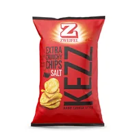 Zweifel Chips KEZZ Salt 110 g - Produkttyp: Nature Chips - Nährwertangabe pro: 100 g - Energiegehalt (in kj): 2100 KJ - Energiegehalt (in kcal): 502 Kcal - Fett: 26 g - Gesättigte Fettsäuren: 2 g