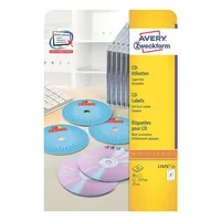 Avery Zweckform CD-Etiketten L7676-25 Ø 117 mm - Klebehaftung: Permanent - Drucker Kompatibilität: Laser - Inkjet - Anzahl Blatt: 25 × - Papierformat: A4 - Anzahl Etiketten: 50 - Etikettengrösse: Ø 117 mm