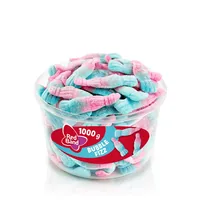 Red Band Kaubonbon Bubble Fizz 1000 g - Produkttyp: Lutschbonbons - Nährwertangabe pro: 100 g - Energiegehalt (in kj): 1697 KJ - Energiegehalt (in kcal): 399 Kcal - Fett: 0.1 g - Gesättigte Fettsäuren: 0.1 g