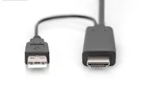 Digitus AK-330111-020-S video cable adapter 2 m HDMI Typ A (Standard) DisplayPort + USB Type-A Schwarz