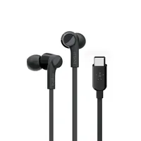 Belkin In-Ear-Kopfhörer Rockstar USB-C Anschluss Schwarz - Detailfarbe: Schwarz - Kopfhörer Ausstattung: Mikrofon - Schweissabweisend - Spritzwassergeschützt - Verbindungsmöglichkeiten: Kabelgebunden - Einsatzbereich: Lifestyle-Kopfhörer - Sport-Kopfhörer