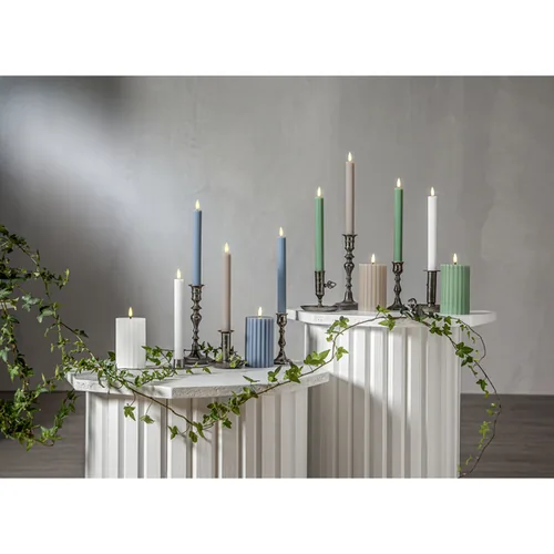 Star Trading LED-Stabkerzen Set Flamme Stripe, 25 cm, Beige, 2 Stück - Betriebsart: Batteriebetrieb - Fernbedienung: Nein - Aussenanwendung: Nein - Höhe: 25 cm - Timerfunktion: Ja - Set: Ja