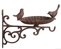 Esschert Design Futterspender Wandfutterschale aus Gusseisen - Tierart: Vogel - Produkttyp: Futterstelle - Farbe: Braun