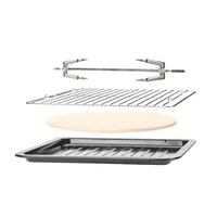 Gastroback Backofen Bistro Bake & Grill 26 l, Silber - Funktionen: Auftauen - Backen - Braten - Grill - Ausstattung: Backblech - Drehspiess - Kindersicherung - Regulierbarer Thermostat - Schalter für Unter- und Oberhitze - Sicherheitsabschaltung - Breite: