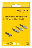 DELOCK 2 Port USB Hub inklusive SD und Micro SD Card Reader