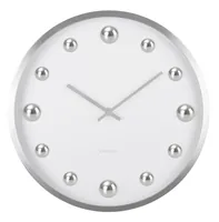 KARLSSON Wanduhr Shiny Dots White / Silver - Form: Rund - Detailfarbe: Weiss - Uhrtyp: Analog - Funksignal: Nein - Funktionen: Zeit - Detailmaterial: Aluminium