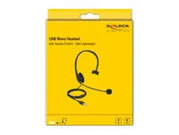 Delock Headset USB-A Mono für PC und Notebook – Ultra-Leicht - Mikrofon Eigenschaften: Wegklappbar - Verbindung zum Endgerät: USB-A - Trageform: Überkopfbügel - Trageweise: Mono - Tragestil: Überkopfbügel - Detailfarbe: Schwarz