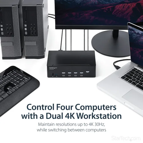 STARTECH.COM KVM Switch HDMI 4 Port - 4K 30 Hz - KVM Extender fr HDMI - KVM HDMI Umschalter