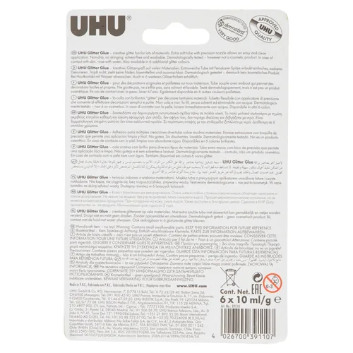 UHU Glitter Glue Shiny 39110 6 Stück