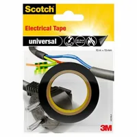Scotch Isolierband Universal, 15 mm x 10 m, 1 Rolle, Schwarz - Breite: 15 mm - Länge: 10 m - Verpackungseinheit: 1 Stück - Detailfarbe: Schwarz - Klebehaftung: Stark haftend - Art: Isolierband