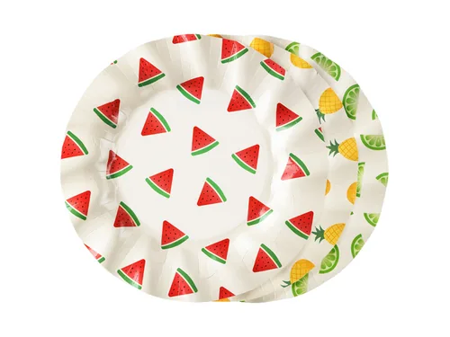 Partydeco Einwegteller Früchte 6 Stück - Produkttyp: Einwegteller - Materialtyp: Papier - Material: Papier - Pappe - Detailfarbe: Mehrfarbig