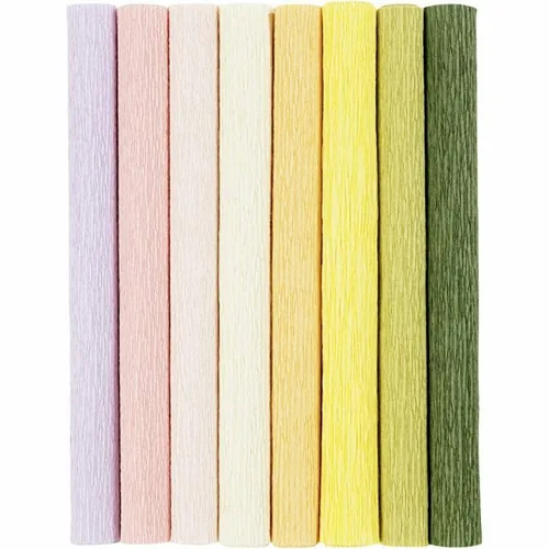 Creativ Company Krepppapier Pastell 25 x 60 cm, 105 g/m²,  8 Stück - Papierformat: 25 x 60 cm - Selbstklebend: Nein - Papierfarbe: Mehrfarbig - Papiertyp: Krepppapier - Mediengewicht: 105 g/m² - Verpackungseinheit: 8 Stück